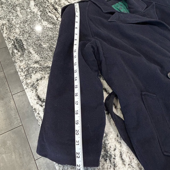 Elegant Navy Blue Belted Coat wool and cashmere, made in Canada - Picture 7 of 14